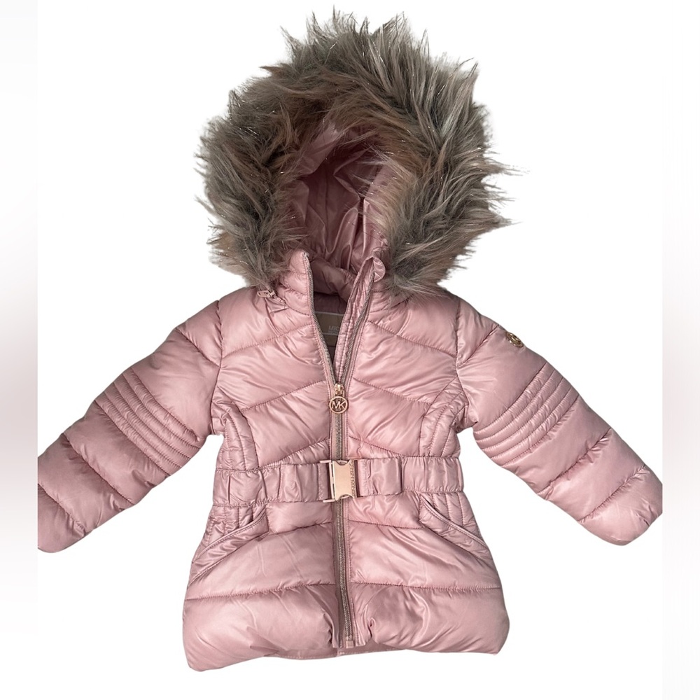 Michael Kors Toddler 2T Puffer Jacket with Faux Fur Trim
